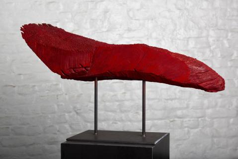 Annabelle Hyvrier, 'Fantaisie 2' cedar, red beads, paint, 2017, l:70cm, ht: 50cm
